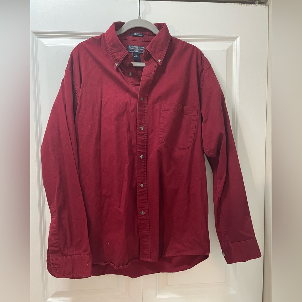 EUC Susquehanna Trail Men’s XL 100% Cotton Winter Wht Button Down Shirt Maroon